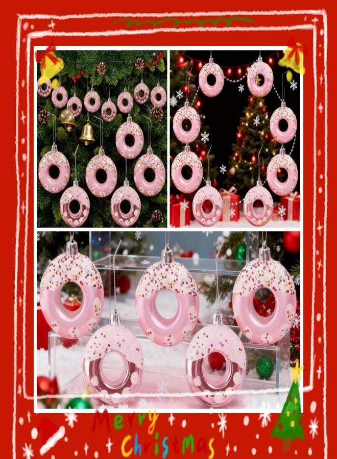 DAHI 8pcs Donut Christmas Ornament Set Candy Donut Hanging Ornaments Candy Donut Pendant Christmas Tree Hanging Ornament for Holiday Party Supplies (Pink) - Image 5